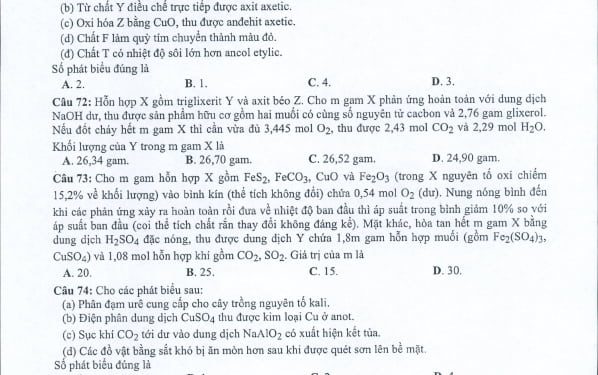 Đề minh họa hóa 2022 có file PDF tải về nhanh nhất