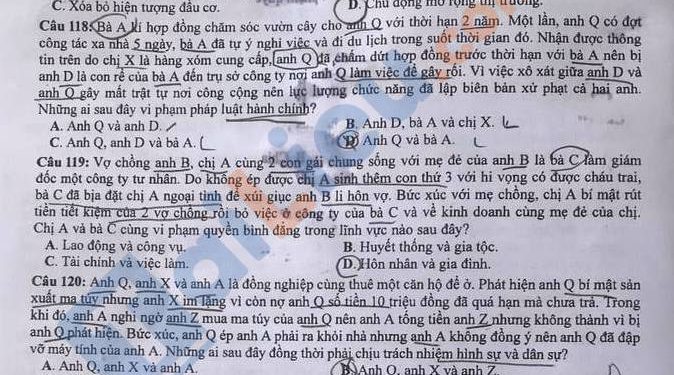 Đề thi gdcd thpt quốc gia 2020 chính thức có file PDF tải về