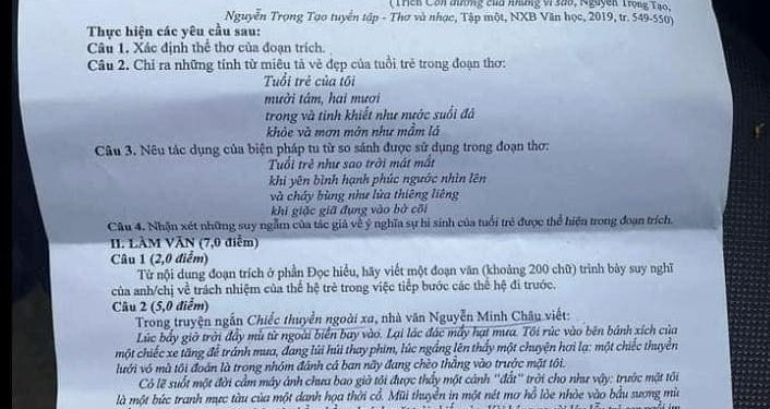 Đề thi văn THPT Quốc Gia Năm 2022 cập nhật nhanh nhất