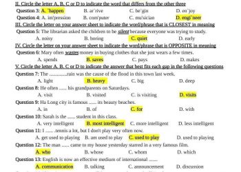 Đề Thi Tiếng Anh Vào 10 Quảng Ninh 2022 Min