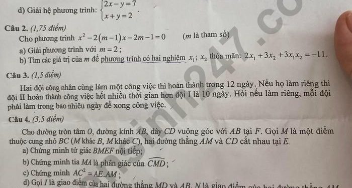 Đề thi vào 10 môn toán quảng ninh 2022 có file PDF và đáp án
