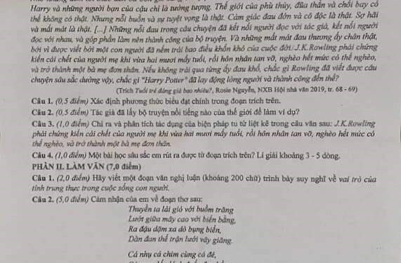 Đề Thi Vào 10 Môn Văn Thái Bình 2022 Min