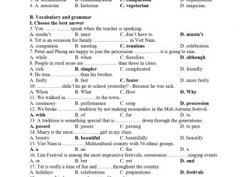 Đề thi tiếng anh cuối kì 1 lớp 8 năm 2021-2022 có file PDF