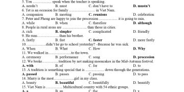 Đề thi tiếng anh cuối kì 1 lớp 8 năm 2021-2022 có file PDF