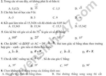 Đề thi toán lớp 7 học kì 1 huyện Thanh Trì năm học 2022 2023