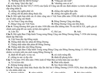 Đề thi sử học kì 1 lớp 12 tỉnh Quảng Nam 2022 có file PDF