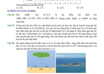 Đề thi học kì 1 lớp 10 môn toán mới nhất 2023