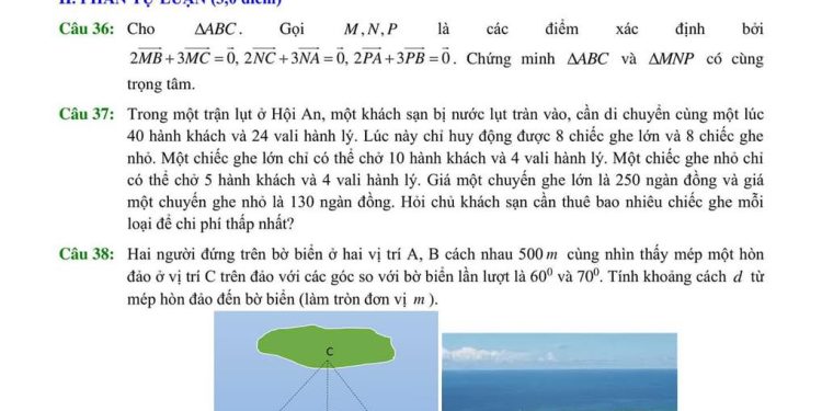 Đề thi học kì 1 lớp 10 môn toán mới nhất 2023