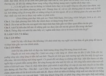 Đề thi văn cuối học kì 1 lớp 12 tỉnh Bắc Giang năm học 2022 2023