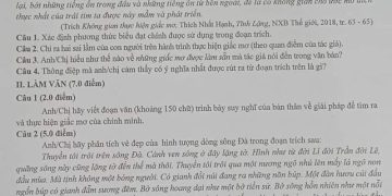 Đề thi văn cuối học kì 1 lớp 12 tỉnh Bắc Giang năm học 2022 2023