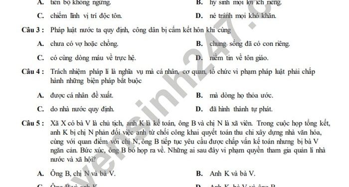 Bộ đề thi GDCD lớp 9 cuối học kì 2