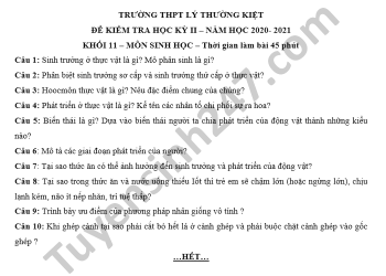 Đề Thi Học Kì 2 Môn Sinh Lớp 11 Thpt Lý Thường Kiệt Năm 2021 Min