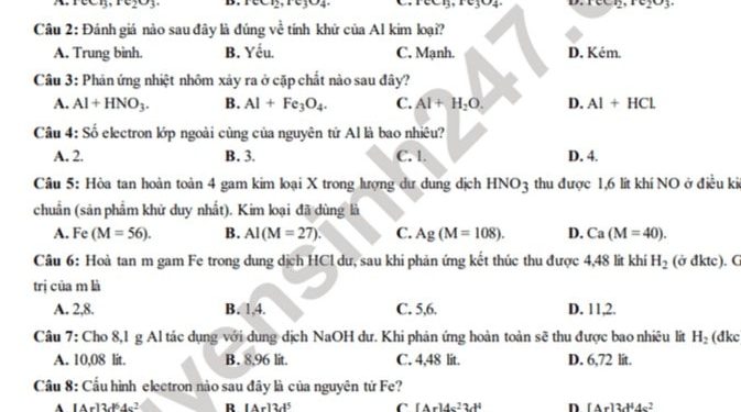 Đề thi hóa cuối kì 2 lớp 12 các năm có file PDF tải về