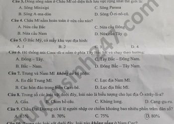Đề Thi Học Kì 2 Năm 2021 Môn Địa Lớp 7 Huyện Việt Yên 1 Min