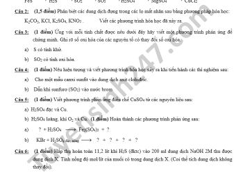 Đề thi hóa cuối kì 2 lớp 10 các năm học có file PDF tải về