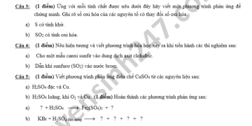 Đề thi hóa cuối kì 2 lớp 10 các năm học có file PDF tải về