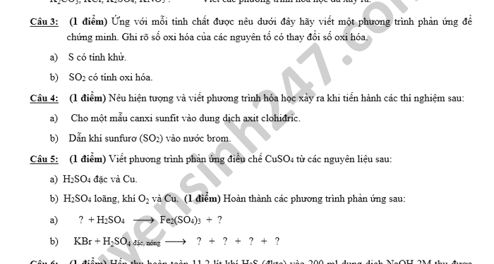 Đề thi hóa cuối kì 2 lớp 10 các năm học có file PDF tải về