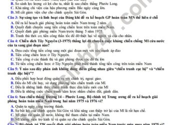 Đề thi học kì 2 năm 2021 môn Sử lớp 12 THPT Nguyễn Chí Thanh