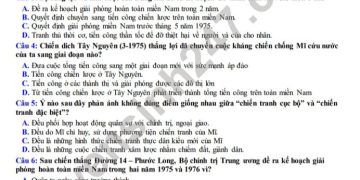Đề thi học kì 2 năm 2021 môn Sử lớp 12 THPT Nguyễn Chí Thanh