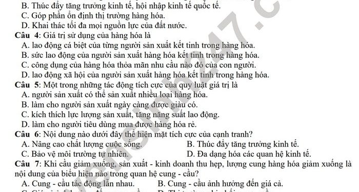 Đề thi GDCD lớp 11 học kì 2 các năm có file PDF tải về