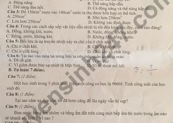 Đề thi vật lý 8 học kì 2 các năm có file PDF tải về