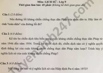 Đề thi lịch sử lớp 9 cuối học kì 2 có đầy đủ file PDF tải về