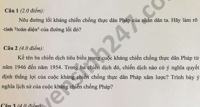 Đề thi lịch sử lớp 9 cuối học kì 2 có đầy đủ file PDF tải về