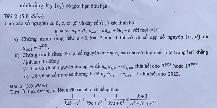 Đề thi học sinh giỏi toán thpt cấp quốc gia năm học 2022 2023
