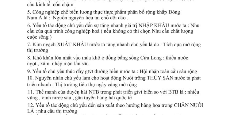 Toàn bộ từ khóa địa lý 12 cần ghi nhớ