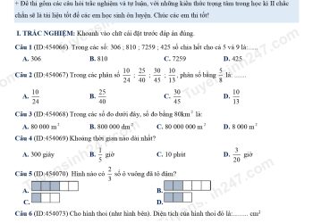 Bộ đề thi toán lớp 4 giữa học kì 2 có đáp án và file pdf