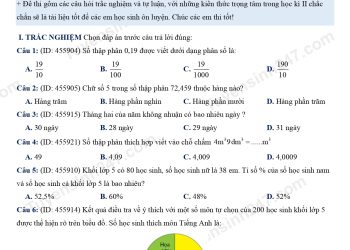 Bộ đề thi toán lớp 5 giữa học kì 2 có đáp án và file pdf mới nhất