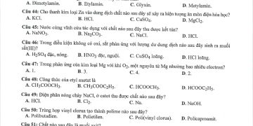 Đề minh họa môn hóa thpt quốc gia 2023