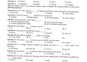 Đề minh họa tiếng anh thpt quốc gia 2023 có đáp án và file pdf