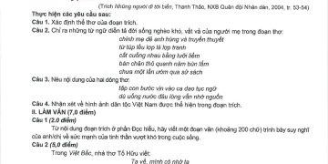 Đề minh họa môn ngữ văn thpt quốc gia 2023