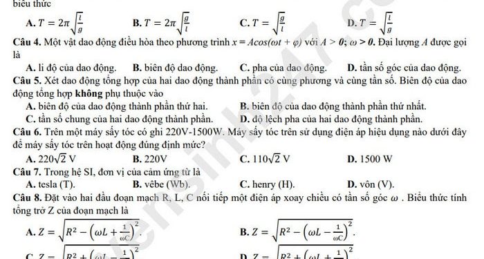 Bộ đề thi thử lý thpt quốc gia 2023 có đáp án và file pdf