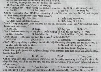 Đề thi lịch sử HK2 lớp 12 tỉnh Nam Định năm học 2022 2023