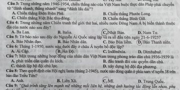 Đề thi lịch sử HK2 lớp 12 tỉnh Nam Định năm học 2022 2023