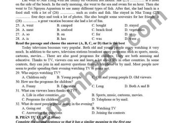 Bộ đề thi tiếng anh lớp 7 cuối học kì 2 mới nhất 2023