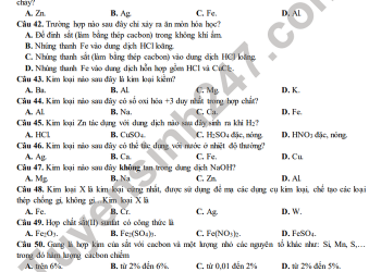 Đề thi hóa cuối HK2 lớp 12 THPT Lương Ngọc Quyến  năm học 2020 2021