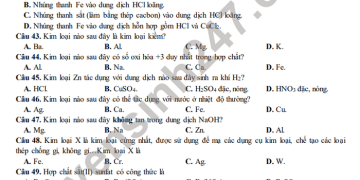 Đề thi hóa cuối HK2 lớp 12 THPT Lương Ngọc Quyến  năm học 2020 2021