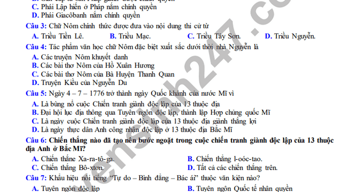 Bộ đề thi lịch sử lớp 10 cuối học kì 2 mới nhất 2023