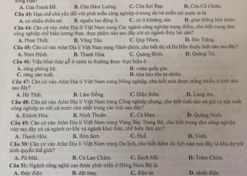 Đề thi khảo sát chất lượng Lớp 12 môn Địa Lý TP Hải Phòng 2023