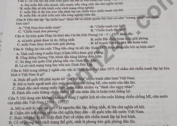 Đề kiểm tra cuối HK2 lịch sử lớp 12 tỉnh Đồng Nai 2023