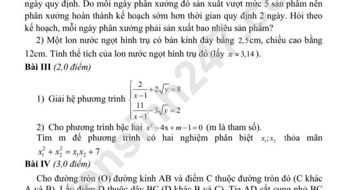 Đề thi toán lớp 9 cuối HK2 trường THCS Thái Thịnh 2023 có đáp án