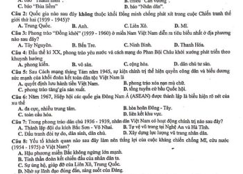 Đề thi kscl lớp 12 môn lịch sử tỉnh Thanh Hóa 2023 lần 2 có đáp án