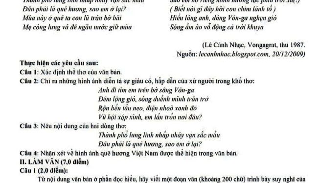 Đề thi khảo sát môn văn lớp 12 tỉnh Thanh Hóa 2023 lần 2