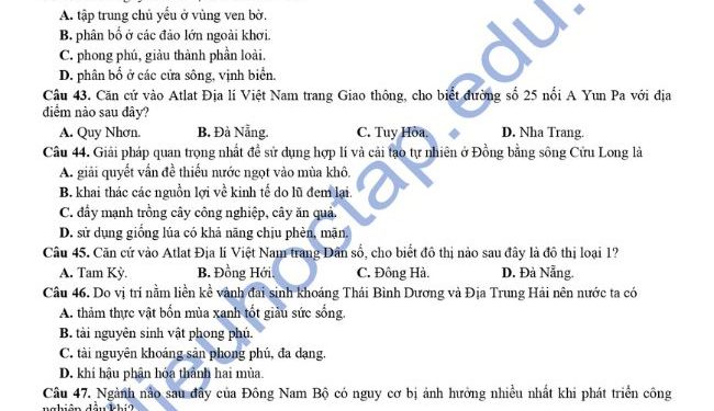 Đề thi thử địa lý THPTQG 2023 tỉnh Lào Cai có đáp án