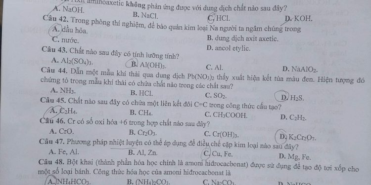 Đề thi thử môn Hóa THPT Quốc Gia 2023 TP Hà Nội có đáp án-mã đề 201
