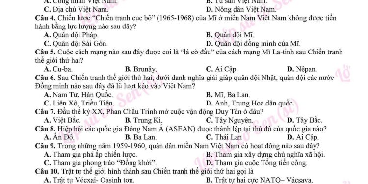 Đề thi thử môn lịch sử thpt quốc gia 2023 tỉnh Bắc Giang có file PDF