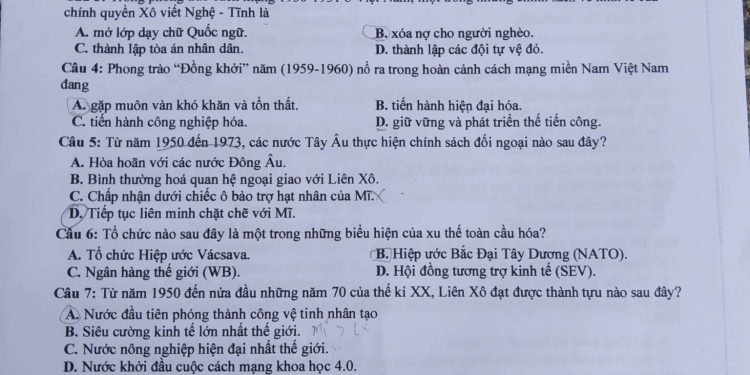 Đề thi thử môn lịch sử thpt quốc gia 2023 tỉnh Sơn La